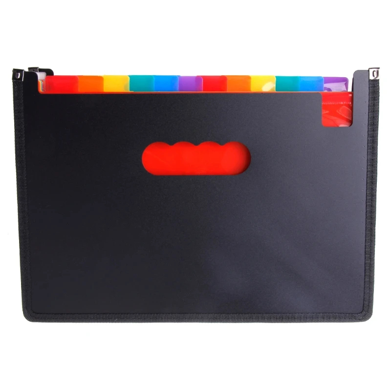 Expanding File Folder 24 Pocket Black Accordion A4 Folder School Office