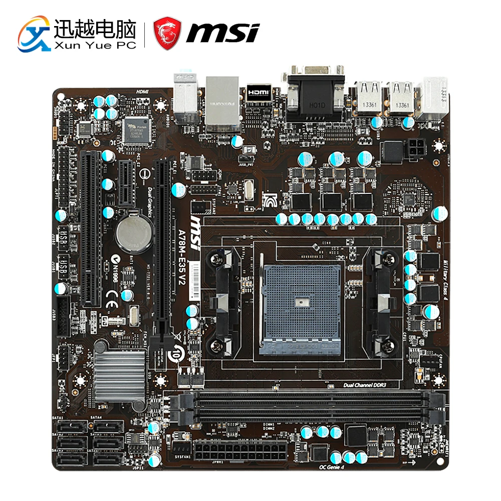 MSI A78M-E35 V2 Desktop Motherboard A78 Socket FM2+ DDR3 SATA3 USB3.0 Micro ATX MSI A78M-E35 V2 Desktop Motherboard A78 Socket FM2+ DDR3 SATA3 USB3.0 Micro ATX