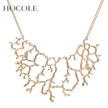 Classic Vintage Geometric Hollow Branch Flower Collar Necklace Women coral Pendants Metal Gold Silver Plated Chain Necklace classic silver plated alloy twistedstring chain necklace silver 46cm