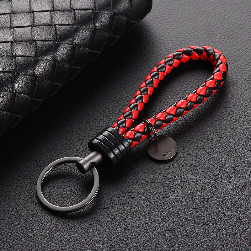 Модный кожаный брелок для ключей автомобиля брелок для ключей для мужчин и женщин для Mercedes-Benz, Audi VW Polo Golf Toyota Kia OPEL - Название цвета: black red