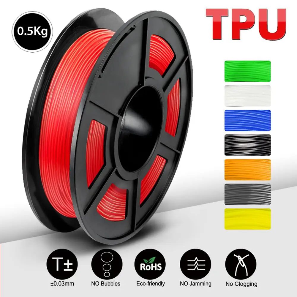 SUNLU Новая Гибкая нить из ТПУ 0,5 кг мягкий материал для 3D печати гибкий 1,75 мм 3D-принтер для моделирования