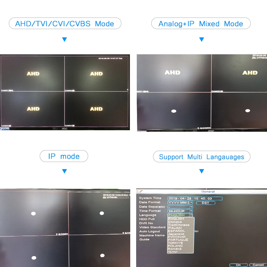 H.264 видеорегистратор AHD TVI CVI IP 5 в 1 1080N 4CH 8CH видеорекордер наблюдения DVR NVR для
