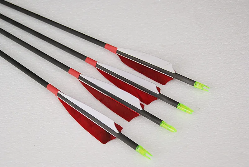 

Elong 100% pure carbon fiber arrow 12 pcs shaft length 30" spine 340 turkey feather + 1 piece broadhead archery bow hunting