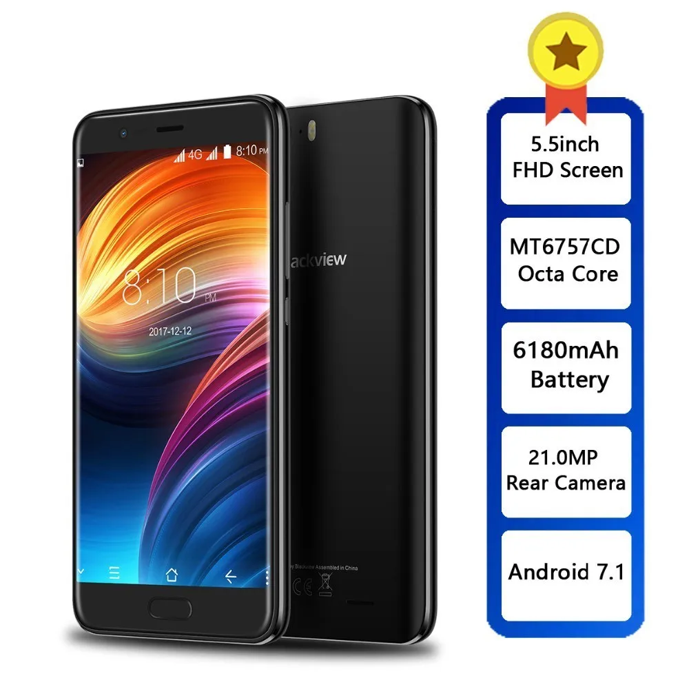 Смартфон Blackview P6000 Face ID Восьмиядерный процессор Helio P25 6 ГБ ОЗУ 64 Гб ПЗУ Android 7 1 6180 МП