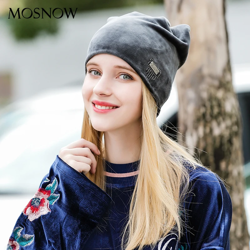Зимние Шапки для женщина шапочки фланель милый кот уха Rhinestone шляпа девушка осень
