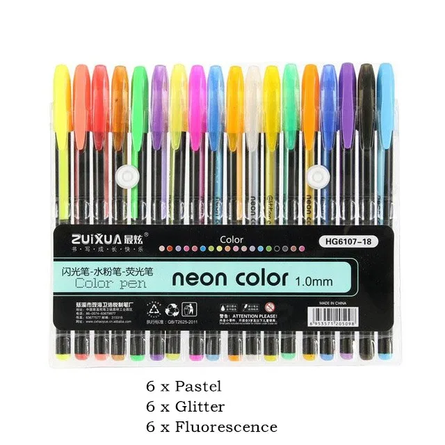 48 цветов набор гелевых ручек, блестящая гелевая ручка для взрослых раскрасок журналов Рисование художественные маркеры - Цвет: 18 Colors