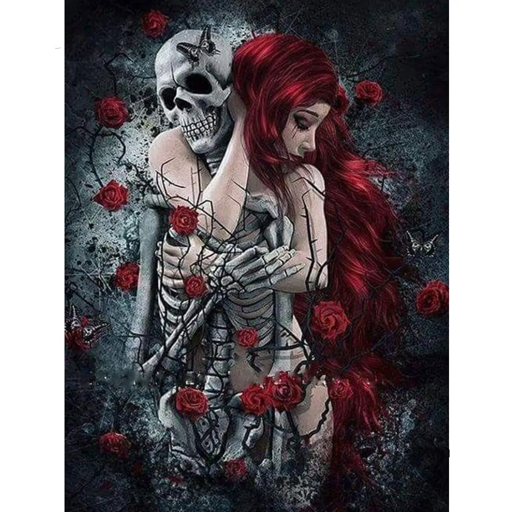 

Cheap Diamond embroidery Flower diamond painting full square pictures of rhinestones diamond mosaic Diamond painting skull FZ887