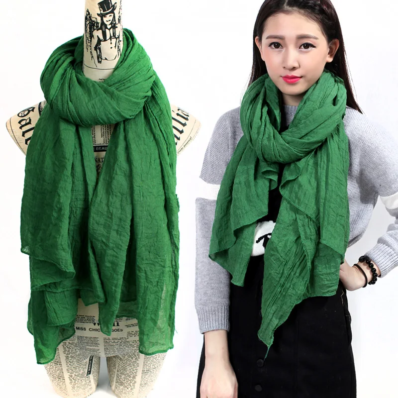 180*110cm Solid Color Winter Scarf Women Hijab Green Shawls And Scarves Ladies...
