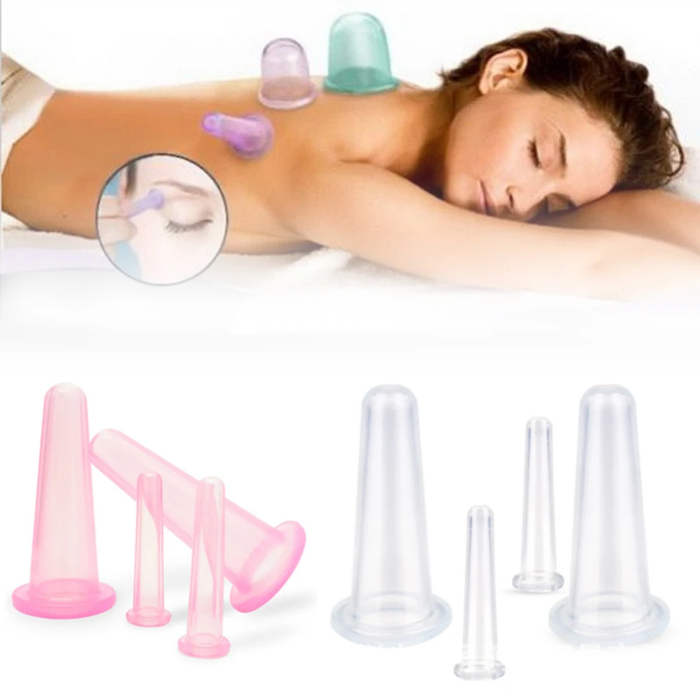 Face Eye Care Treatment Care 4pcs/set Silicone Facial Massage Tools Anti-Aging Face Skin Care Tool Cup Facial Cup Vacuum Cupping