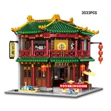 Создатель город street view moc building block Chinatown чай дом assemable Модель Цифры кирпичи игрушечные лошадки коллекция для подарков