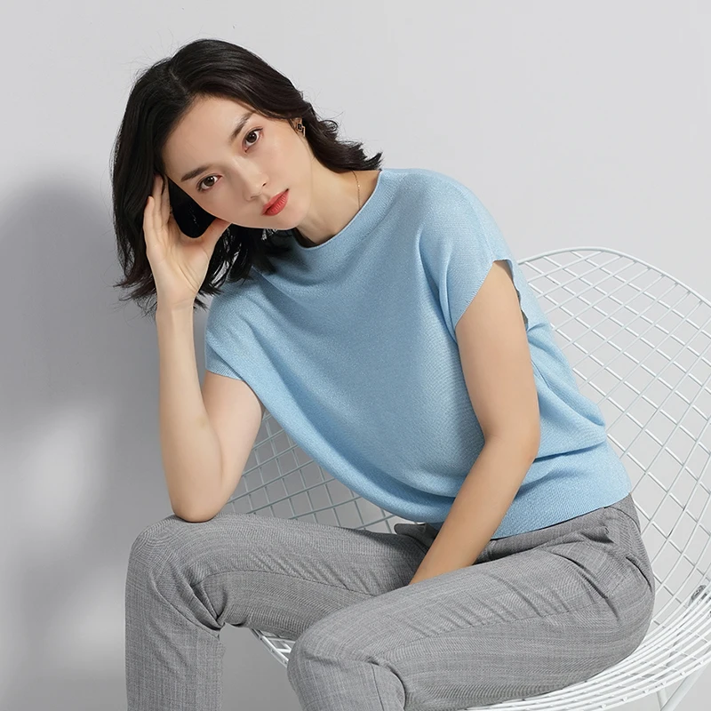korean fashion clothes 2019 tops O Neck women plus size short Bat Sleev Blouse Solid white summer Elegant thin Ice Silk shirts