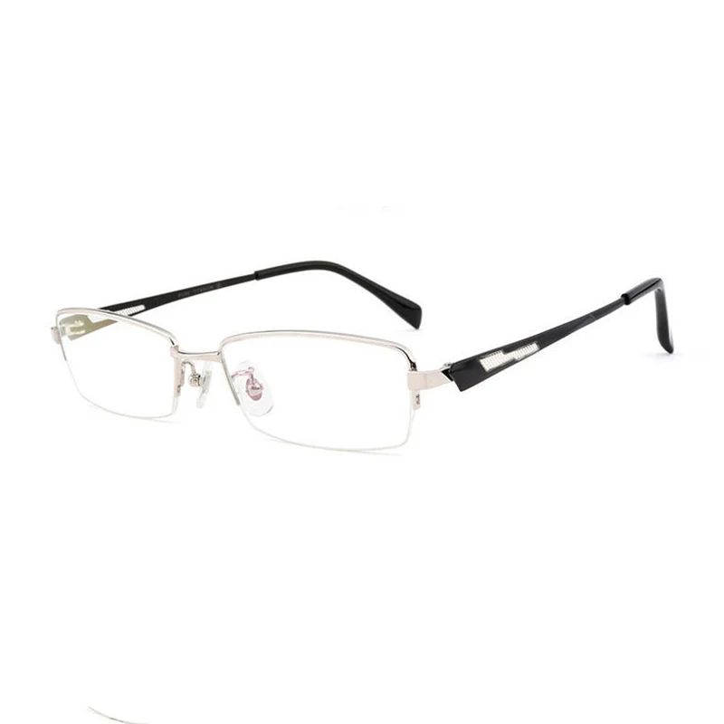Чистый титан, Halfl Rim, Брендовые очки для мужчин, оптическая оправа для очков, очки по рецепту Oculos De Grau - Цвет оправы: Серебристый