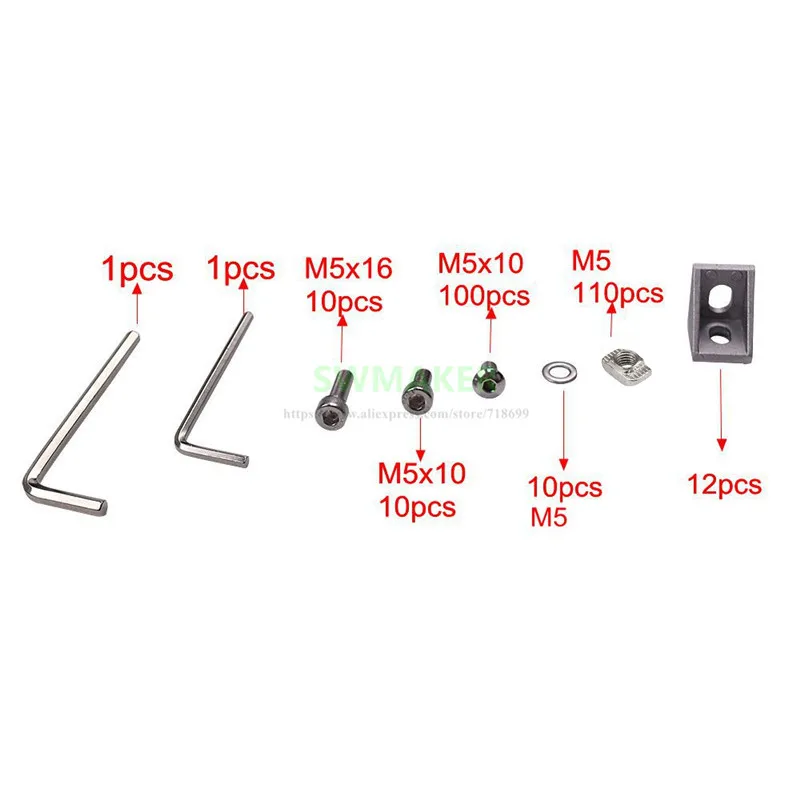 1 компл. AM8 3d принтер Алюминиевый металлический экструзионный профиль рамка с/гайки винтовой кронштейн угловой для Anet A8 части 3d принтера