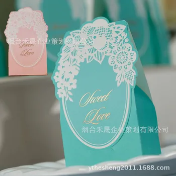

Tiffany Blue Flower Laser Cut Candy Box Fashionable Wedding Favor Bags 30pcs/lot Marriage Chocolate Gift Boxes