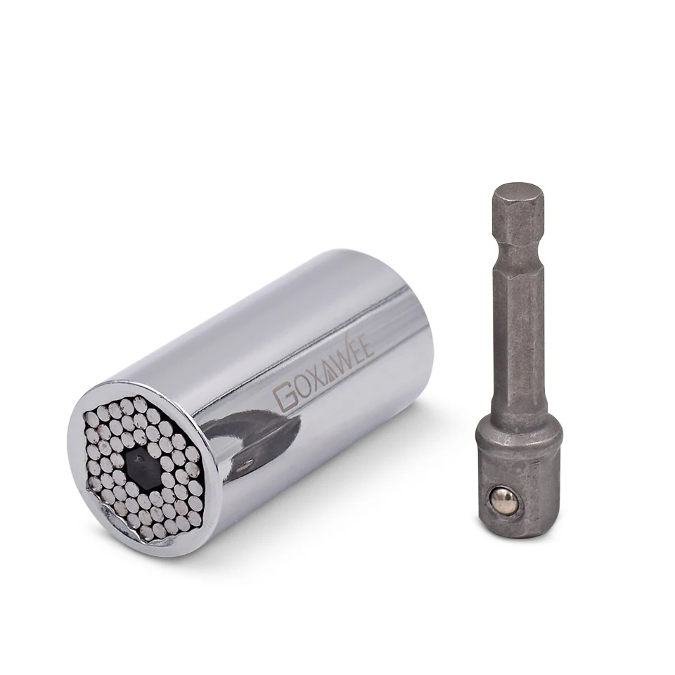 GOXAWEE 2pcs Torque Wrench Universal Socket Wrench Power Drill 7-19mm Socket Adapter Car Repair Wrench Tool Set Auto Repair Tool