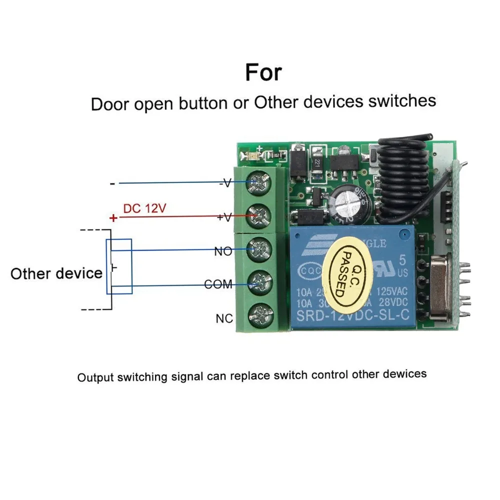 Kebidu DC12V 10A реле 1 CH Беспроводной RF пульт дистанционного управления Передатчик с приемником модуль 433 МГц светодиодный пульт дистанционного управления