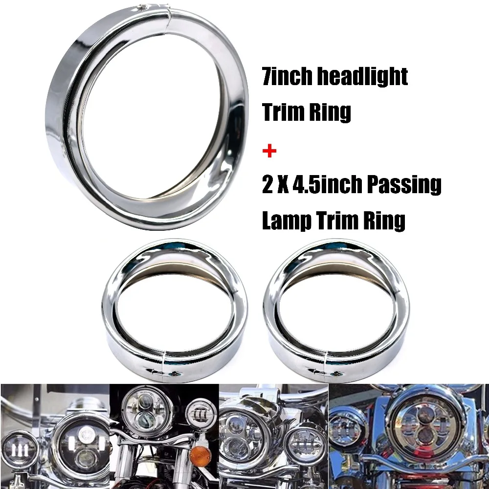 7inch Headlight lamp Trim Ring Harley 4.5 inch Fog Light Trim Ring For