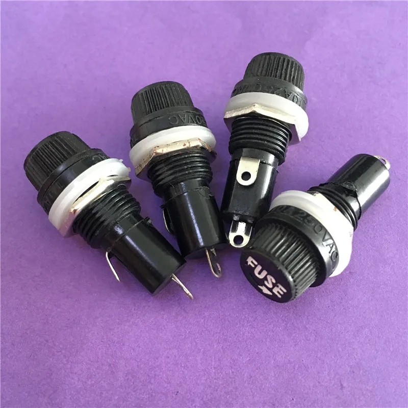 4PC YT2132Y Black Fuse Socket for 5*20mm protective Tube Fuse Holder