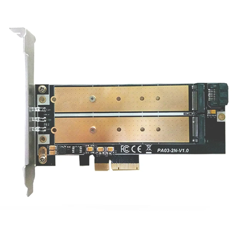 PCI-E 4X to M2 SSD Adapter B Key M.2 NGFF M key NVME Dual Interface Card LED Low Profile Bracket Support 2230-22110 | Компьютеры и