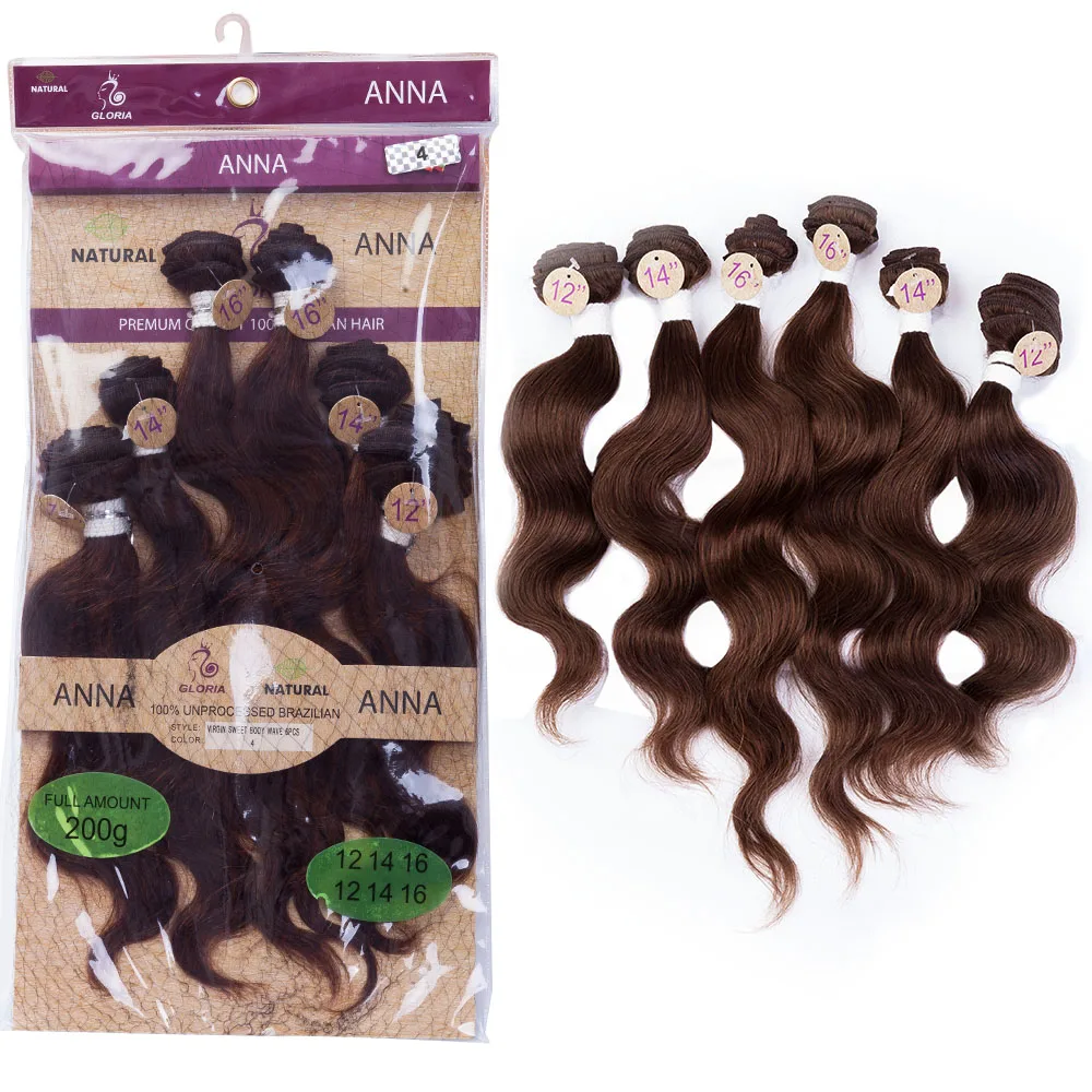 

EVET Brazilian Body Wave Virgin Sweet Hair Extensions 2x12" 2x14" 2x16" 6Pcs Virgin Body Wave Human Hair Weaves 200g/Set
