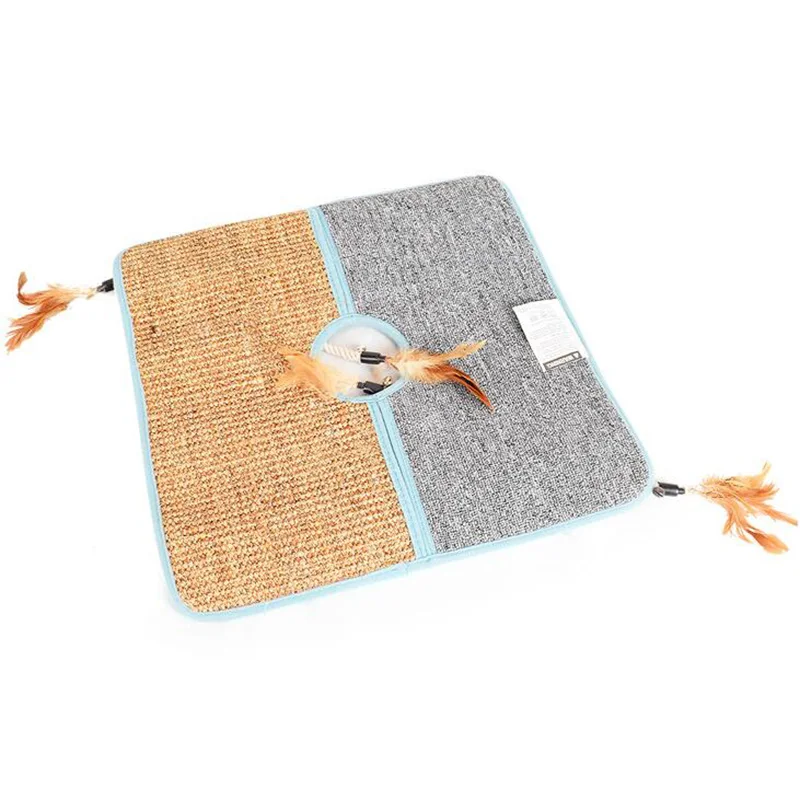Sisal Cat Scratch Pad with Funny Cat Stick Indoor Cat Scratch Board