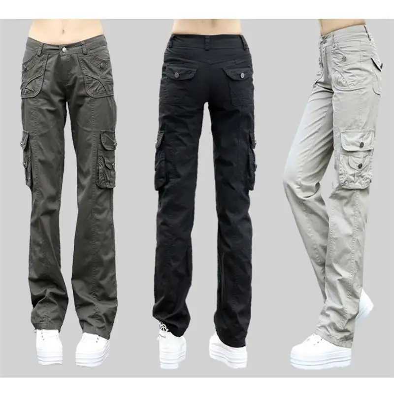 Military cargo pants women Army high waist loose Multi-pocket Pant versatile cotton Trousers ladies Street Jogger sweatpants new