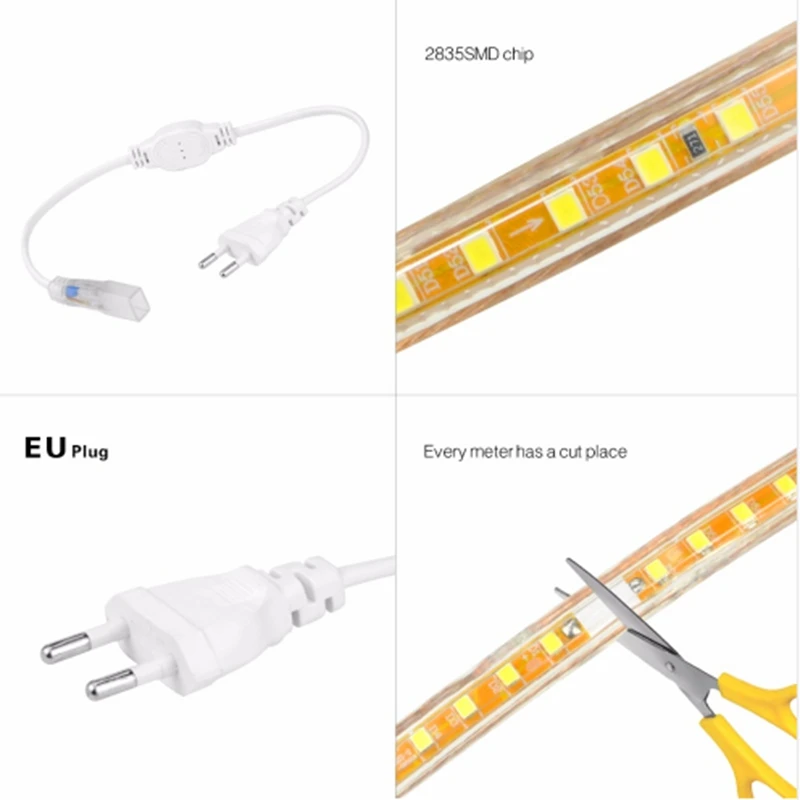 AC 220 В Светодиодная лента IP67 водонепроницаемый 120 светодиодный s/M 2835 SMD 1 м до 25 м для садовое Наружное освещение праздничное рождественское декоративное освещение