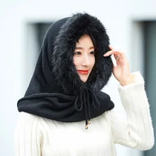 Взрослая плюс бархатная шапка женская многофункциональная Вязаная кашемировая шапка с воротником набор зимний шейный теплый с капюшоном наушник теплый утолщенный нагрудник