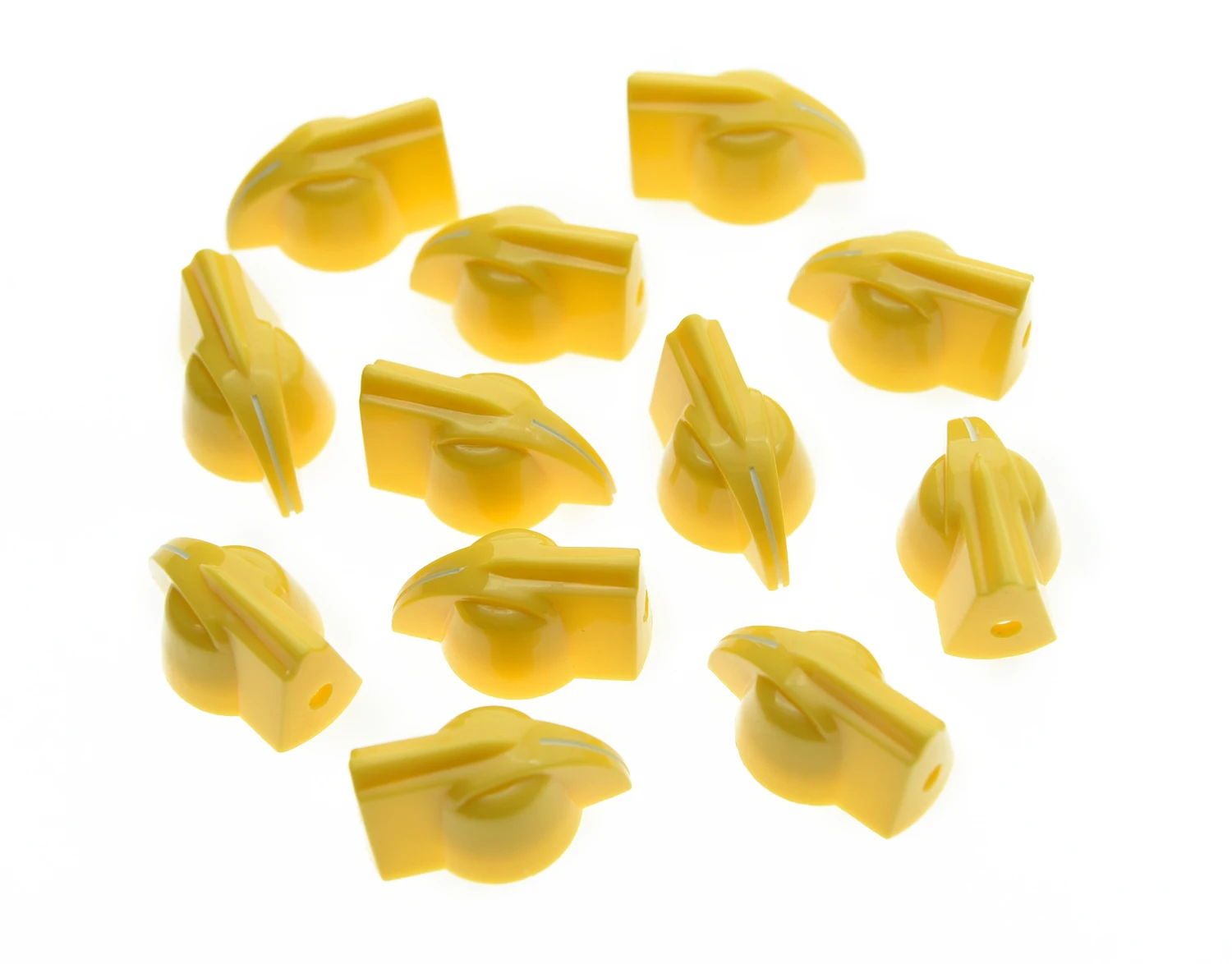 

12x Vintage set screw Guitar AMP Chicken Head / Effect pointer Knob Yellow