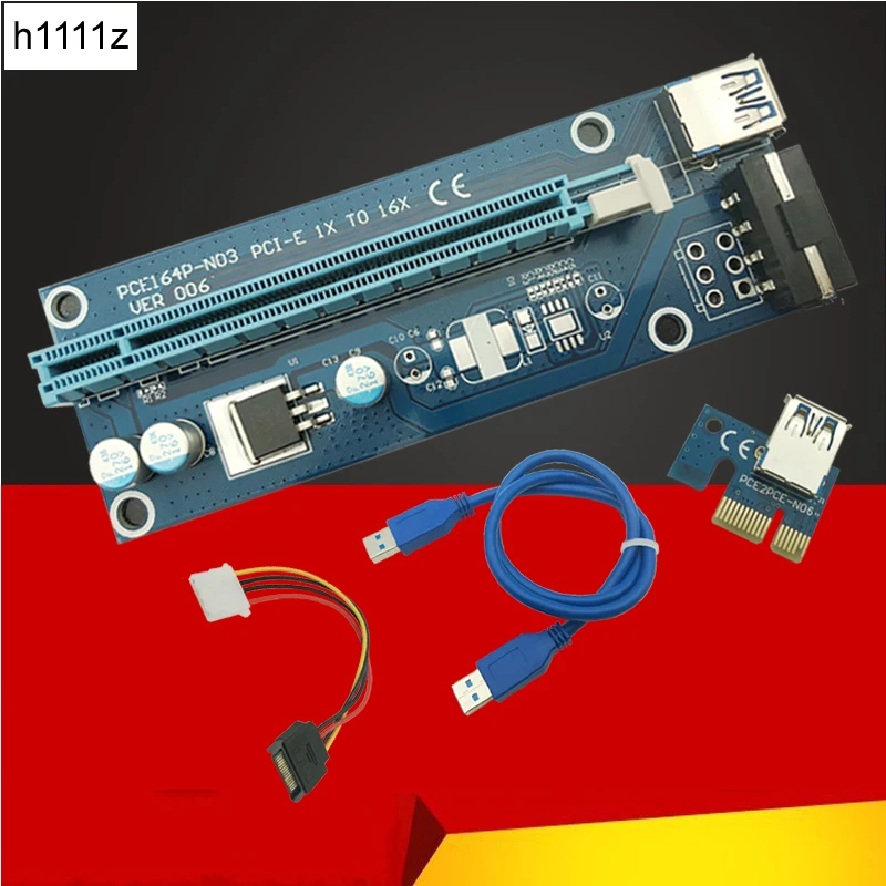 Riser Card USB 3,0 переходная карта pci-e Express 1X 4x 8x 16x Extender адаптер SATA 15pin штекерным 4pin мощность кабель для BTC ETH добыча