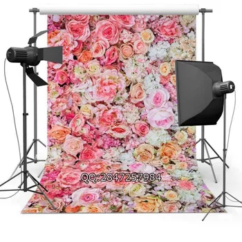 

3D Hot Pink Rose Themed Wedding Backgrounds for sale Vinyl cloth High quality Computer print wall photo backdrop
