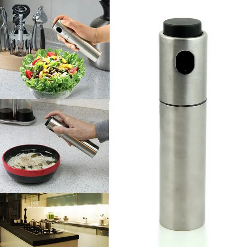 1Pcs Stainless Steel Spray Pump Fine Mist Olive Pump Spray Bottle Oil Sprayer Pot Cooking