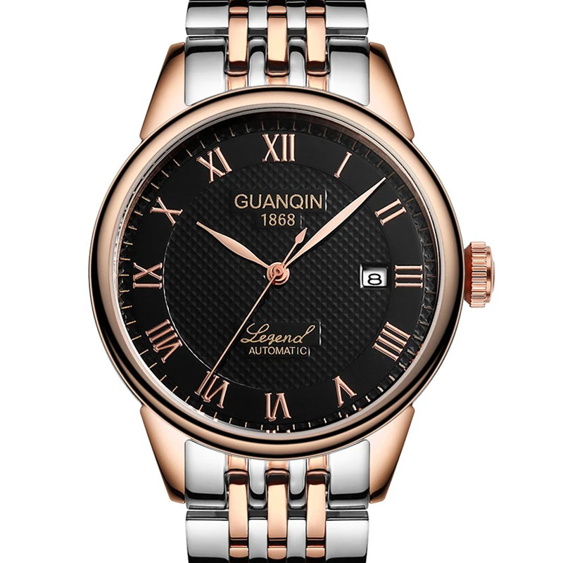

GUANQIN Business Mens Mechanical Watches Top Brand Luxury Automatic Watch Men Calendar Waterproof Full Steel Strap Montre Homme