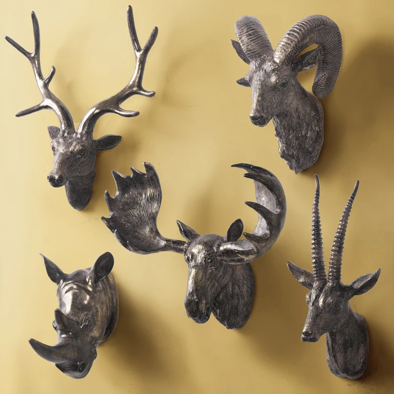 Аксессуары для домашнего декора три головы оленя, подвесная настенная роспись, мебель для животных, европейский стиль, древний орнамент