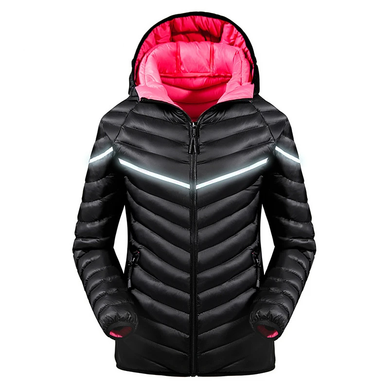 Fashion Black Warm Winter Ultralight Cotton Jacket Women Water ...