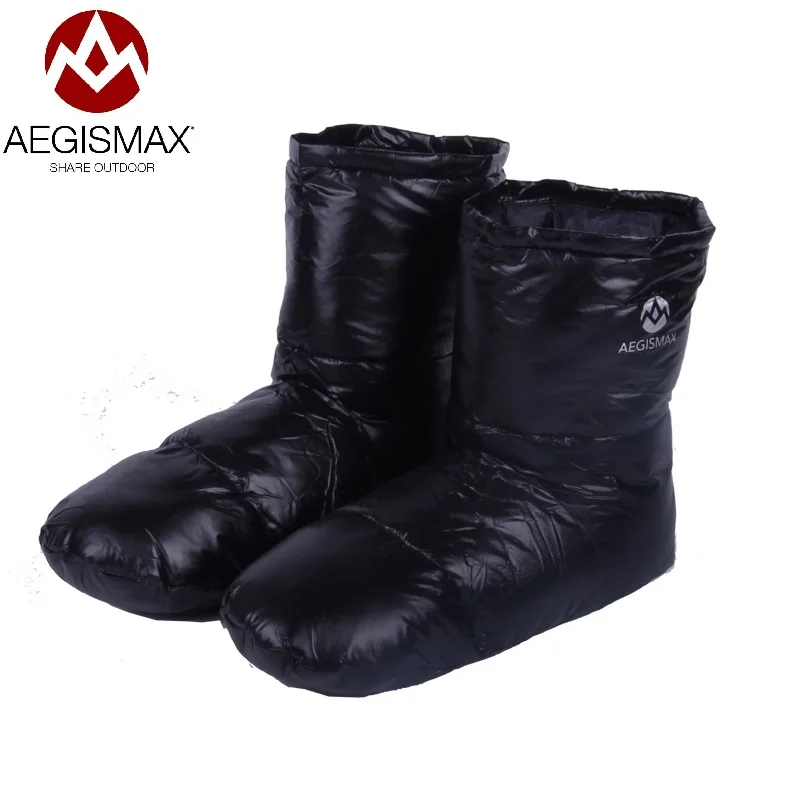 comprar Saco de Dormir AEGISMAX Pato Acessórios Chinelos Para Baixo Acampamento Fora Macio Sock Unisex Indoor Quente Longa Viagem Leve