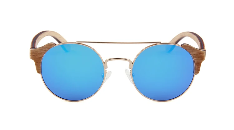 Продукт Мужские Женские ретро круглые деревянные солнцезащитные очки поляризованные линзы