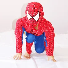 Человека-паука на Хэллоуин; костюм с мышцами, 3-4-5-6-7 Костюм для детей, костюмы для мальчиков на Хэллоуин маскарадные костюмы вечерние Косплэй, футболка с длинными рукавами
