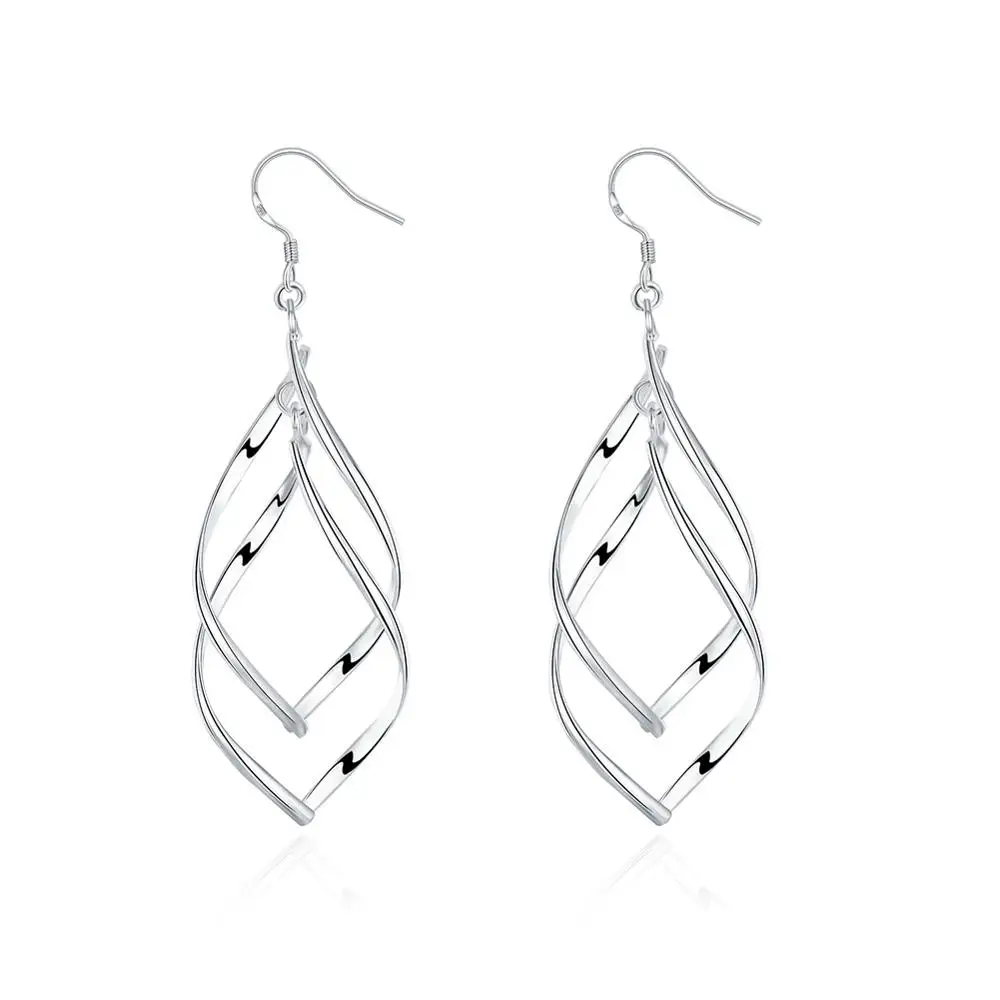 

QianBei punk rotate leaves long earrings jewelry pendientes aretes 925 sterling-silver-jewelry Tassel Earrings cute boucle Gift