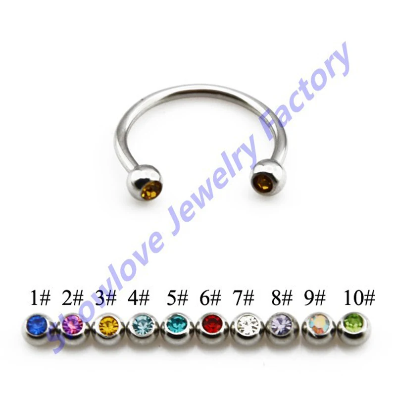 Showlove Lot of 10pc CZ Gem Circular Barbell Piercing Jewelry Horseshoe