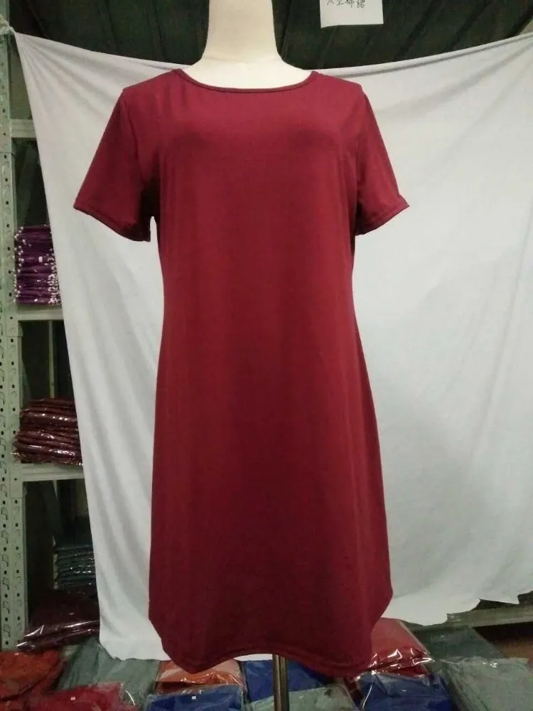 Повседневное платье-футболка размера плюс для женщин Лето осень базовое мини-платье черный белый синий красный розовый пляжный сарафан 4XL Vestidos - Цвет: Бургундия