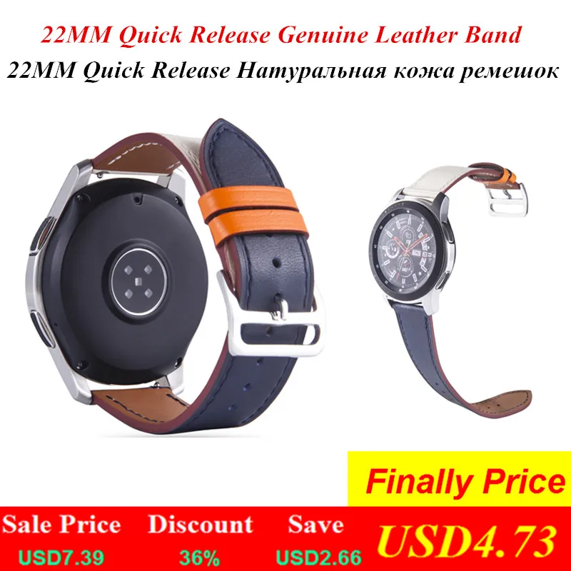 

22MM Watch Band for Samsung Galaxy Watch 46mm Gear S3 Quick Release Fit Genuine Leather Band Strap for Huawei Watch 2 Wristband