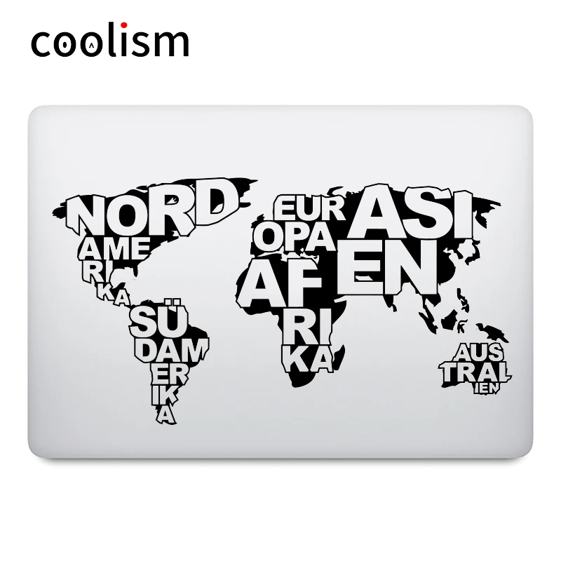 Words World Map Art Decal Laptop Sticker for Apple MacBook Pro Air Retina 11 12 13 14 15 inch HP Mi Mac Book Skin Notebook Decal
