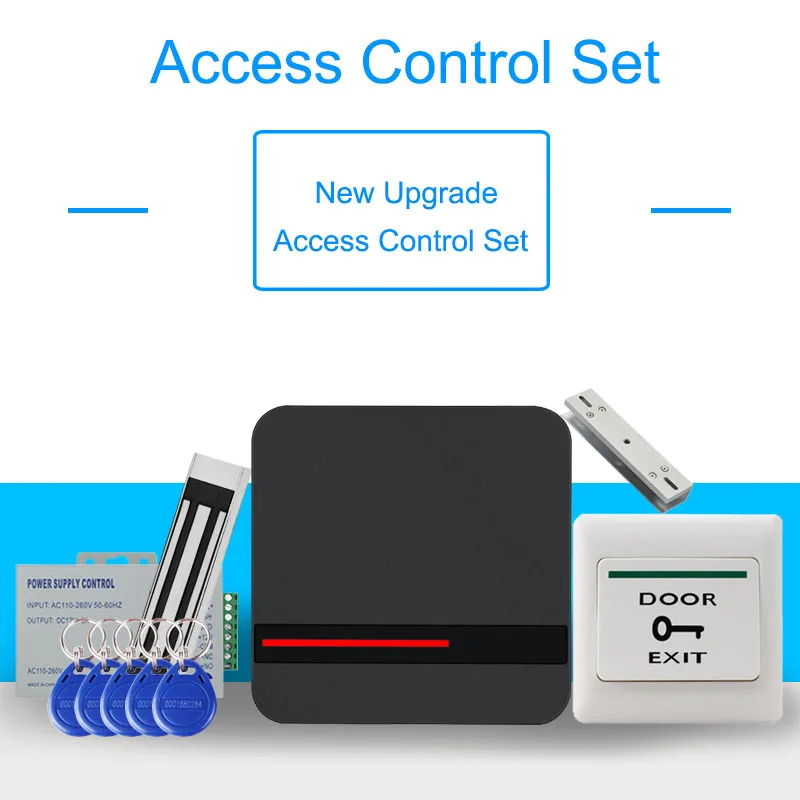 

OULET RFID Door Access Control System Kits Device Electric Electronic Magnetic Lock Switch Power Supply 5pcs Keyfobs Full Set