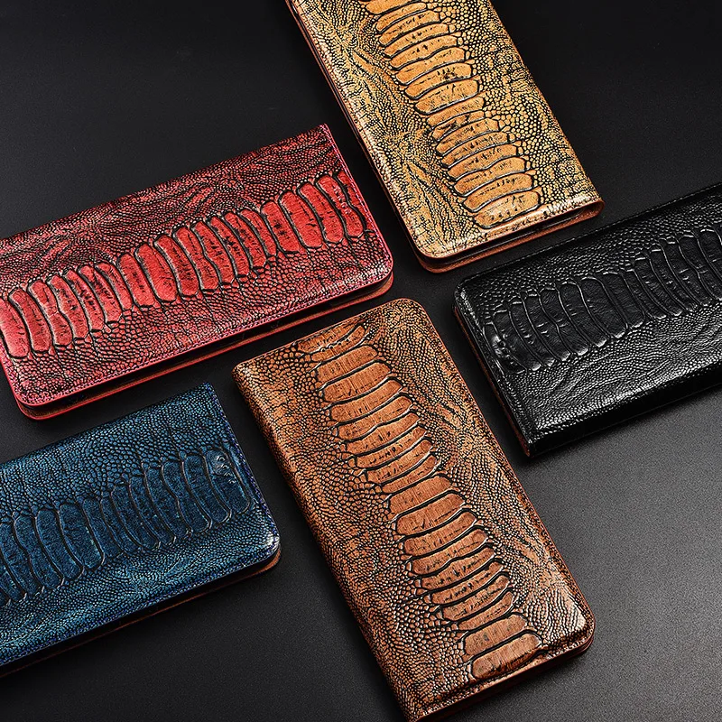Роскошный чехол-подставка с текстурой страуса для huawei Nova 2 2S 3 3i 3e 4 PLus, чехол из натуральной яловой Кожи, Чехол Для Телефона