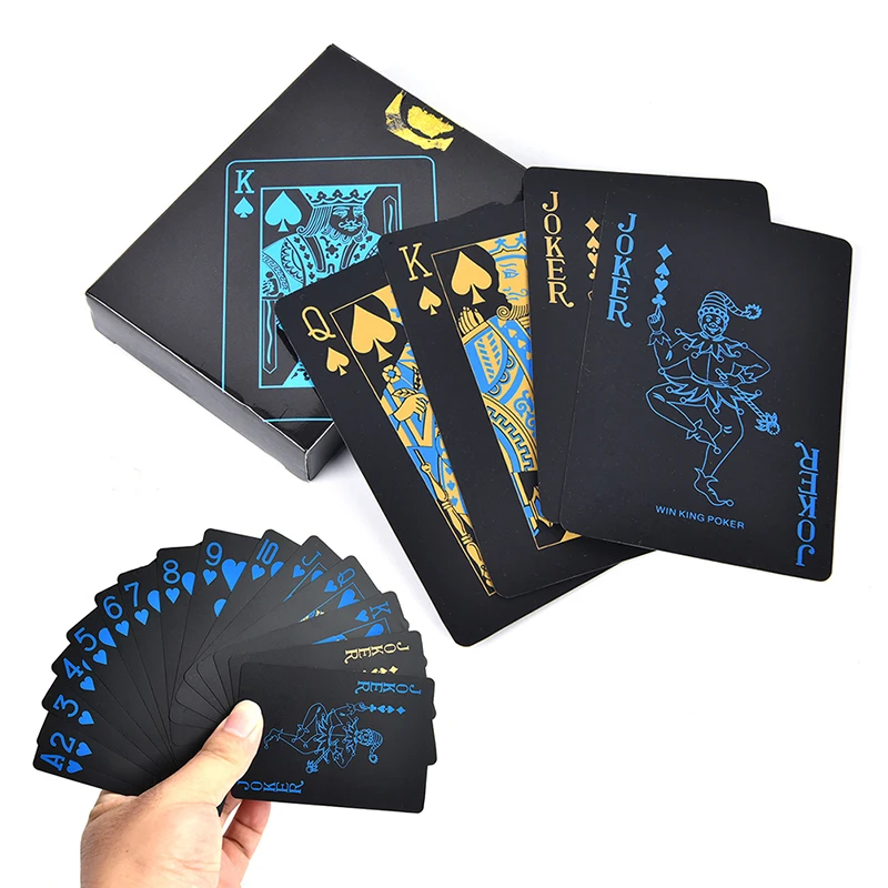 55Pcs/Set Plastic PVC Poker Waterproof Black Playing Cards Creative Gift Durable Poker