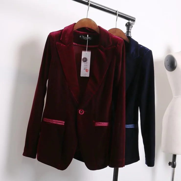 Popular Blue Velvet Blazer Women-Buy Cheap Blue Velvet