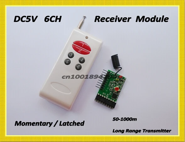 Sistema de Controle Remoto sem Fio Transmissor com Decodificação Saída de Sinal Módulo Receptor Ttl Momentary Travado 1000 m 6ch rf