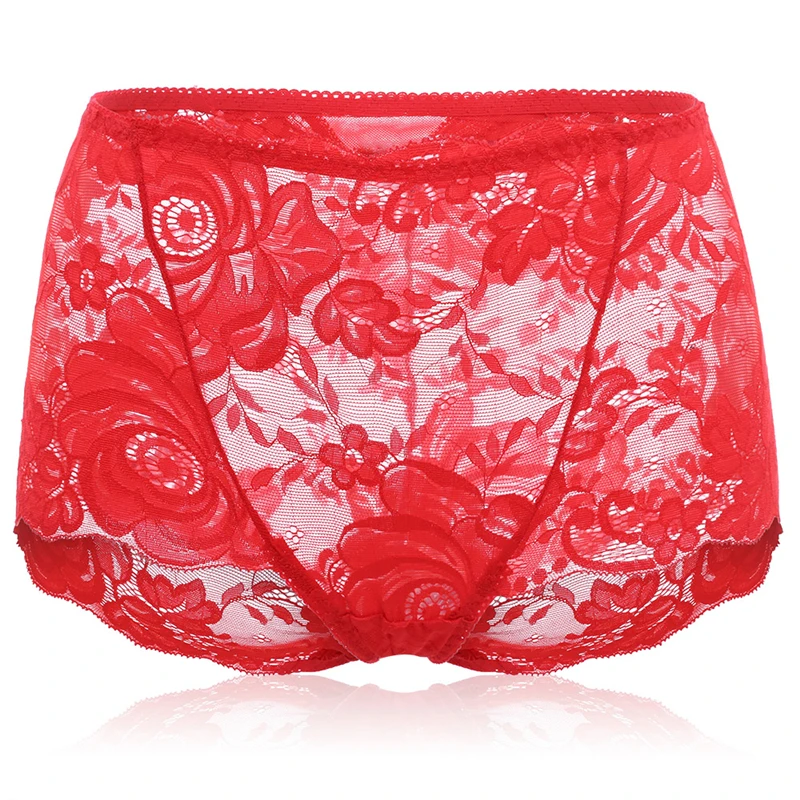 High Waist Sexy Lace Panties Women Embroidered Flower Tummy Control Panties Transparent Sexy Lingerie Underwear Lace Briefs New