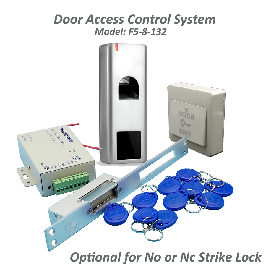 waterproof Metal Fingerprint Access Control Kit + Long type Electric Strike Lock+10 RFID keyfob Card Full Door Lock System | Безопасность